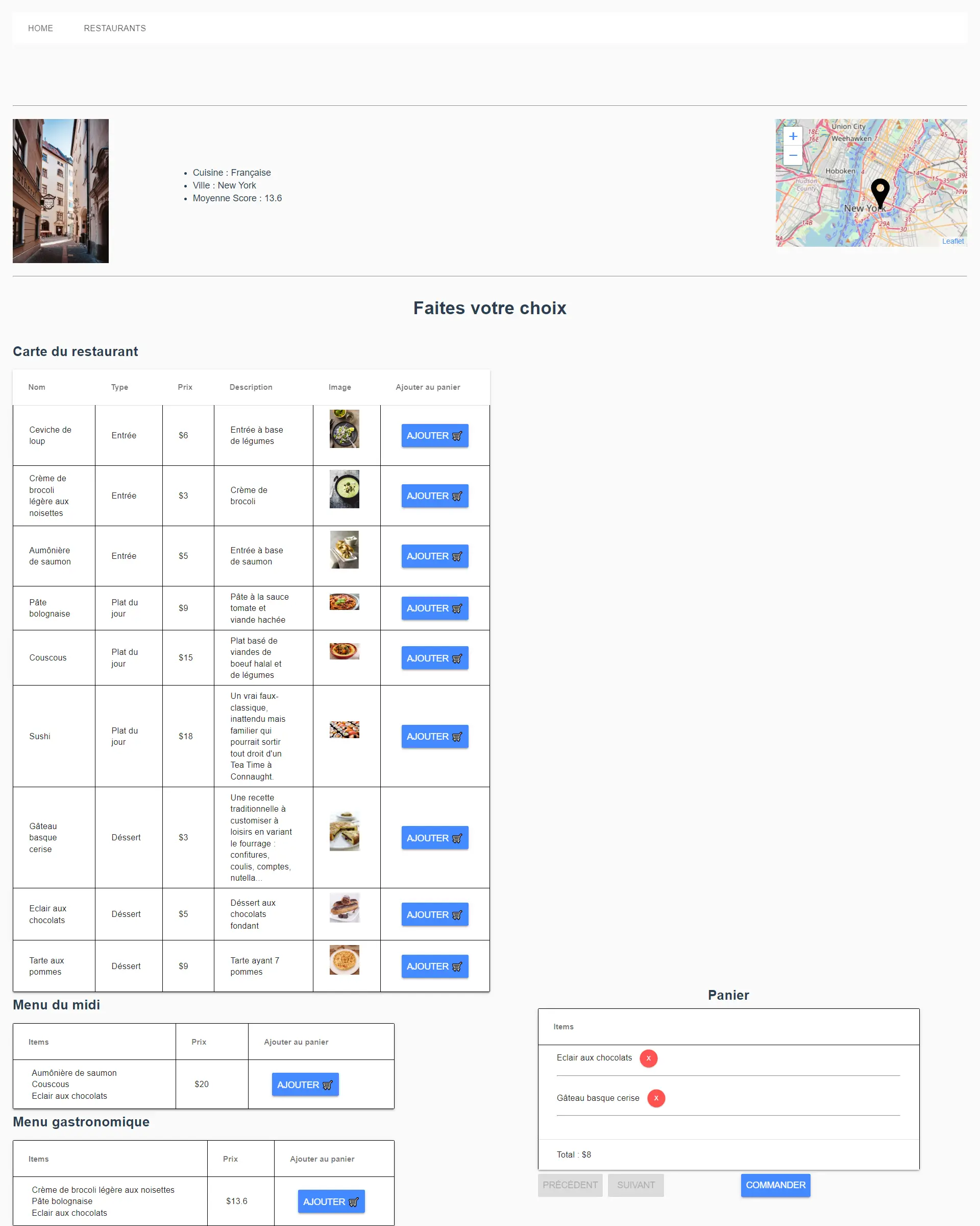 Projet restaurants